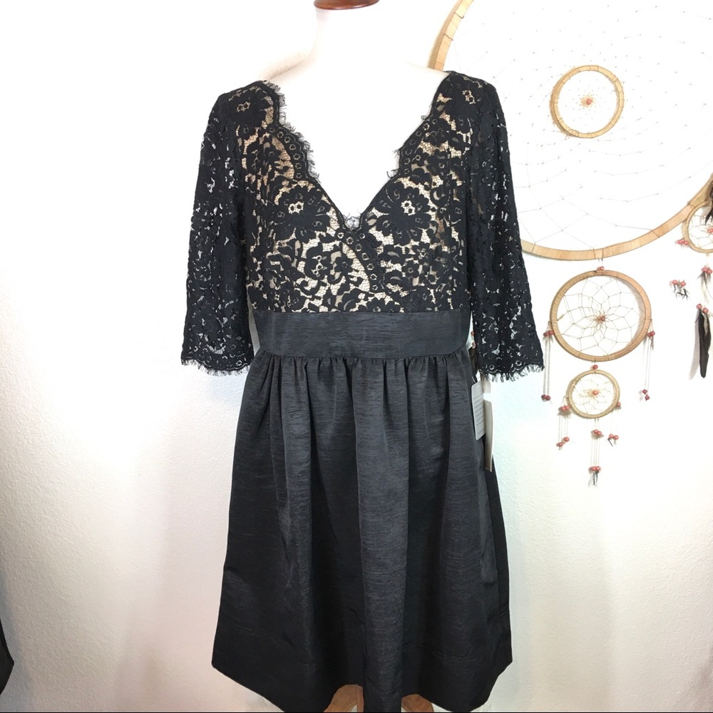 NWT Eliza J Black  Bodice Lace Dress